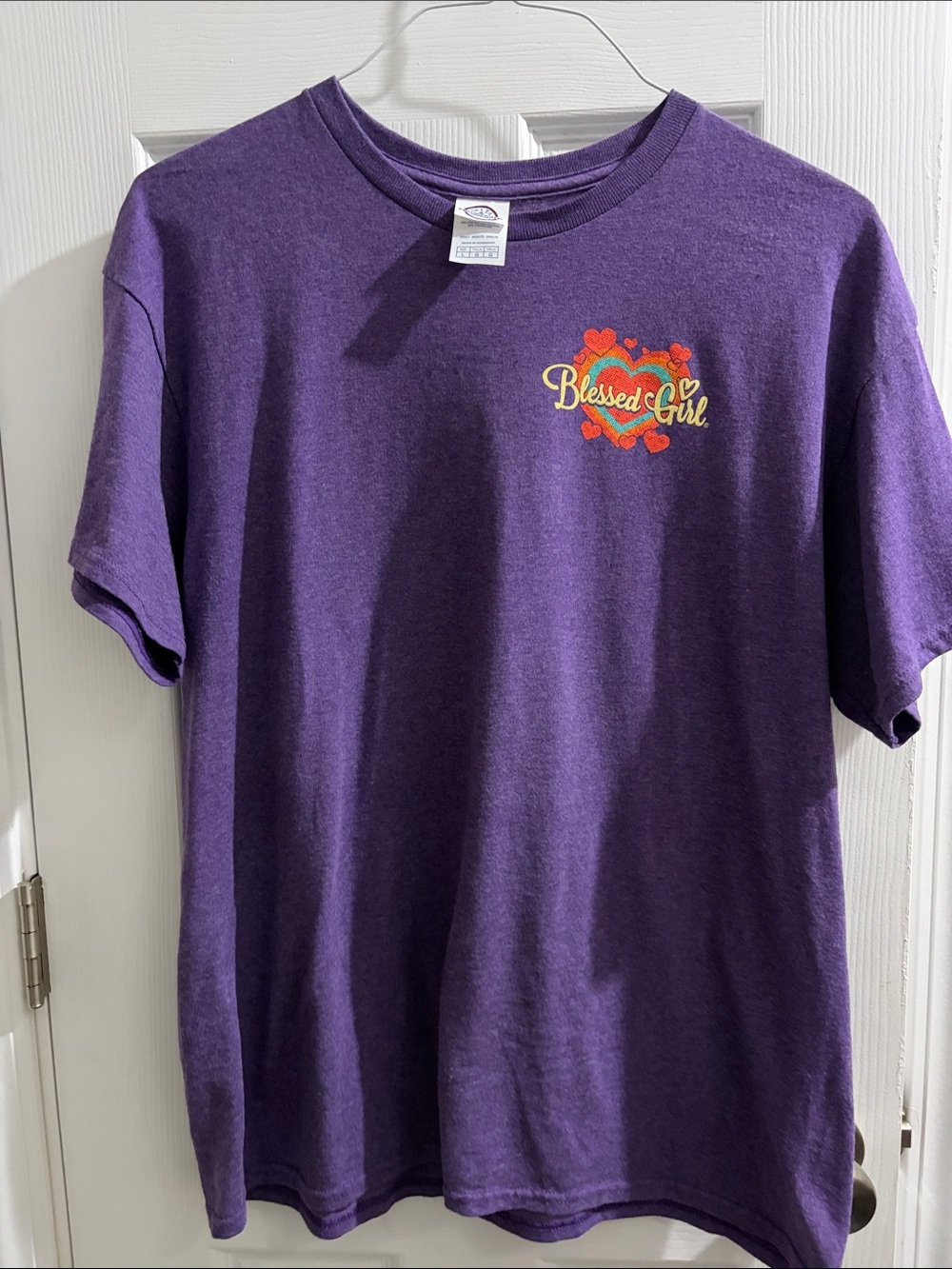 Delta Purple Tee with Red Heart Graphic